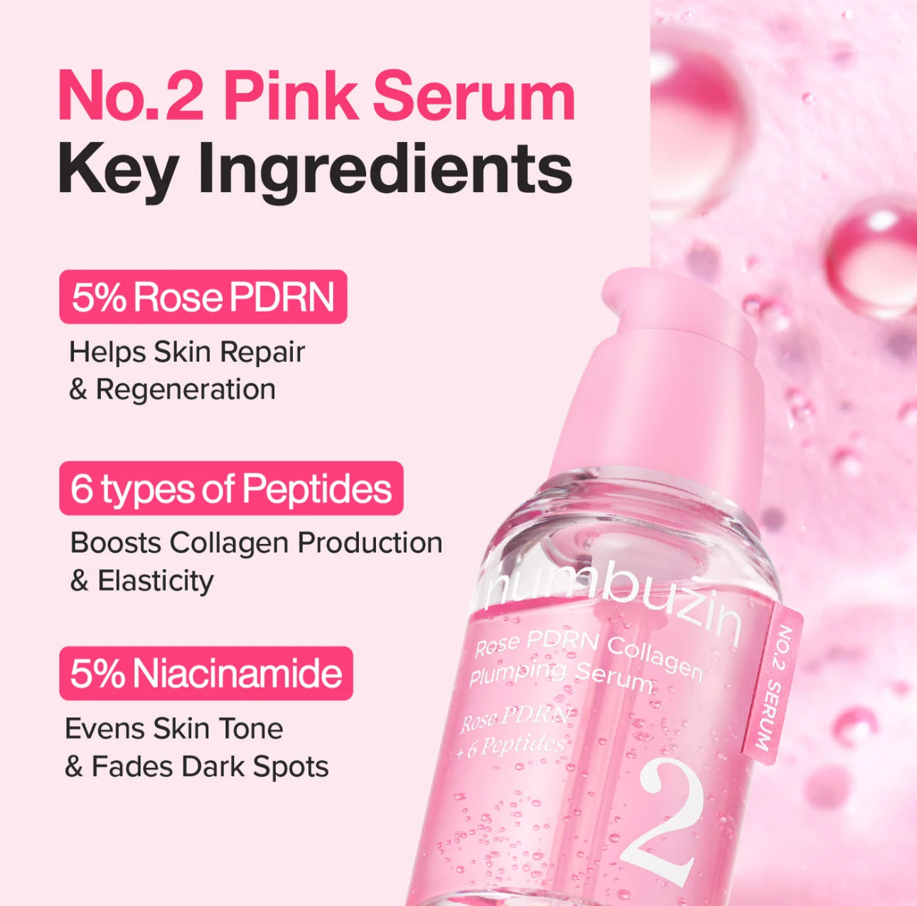 Numbuzin No.2 Rose PDRN Collagen Plumping Serum